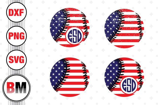 Softball US Flag SVG, PNG, DXF Files SVG BMDesign 