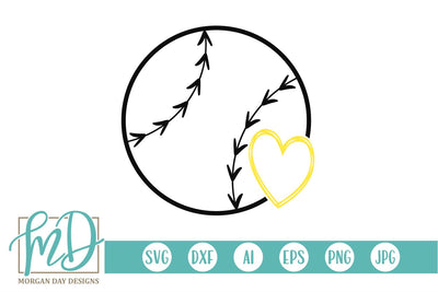 Softball with Heart SVG Morgan Day Designs 