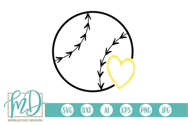 Softball with Heart SVG Morgan Day Designs 