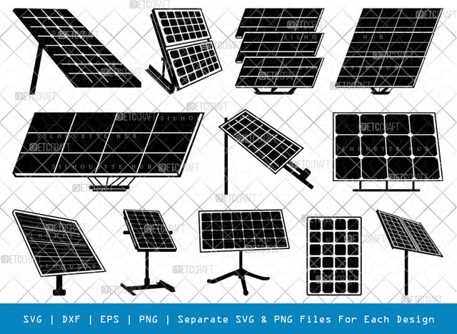 Solar Panel SVG Bundle, Solar Panel Silhouette, Solar Svg, Renewable Energy Svg, Solar Panel Roof Svg, Solar Power Svg, Solar Panel Bundle SVG ETC Craft 