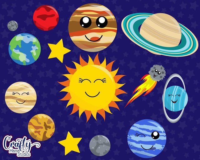 Solar System Clipart SVG Crafty Mama Studios 
