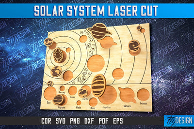 Solar System Laser Cut | SVG | Home Decor SVG Fly Design 
