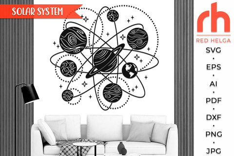 Solar System SVG, Orbit Planets Silhouette, Space Decor Cut File SVG RedHelgaArt 