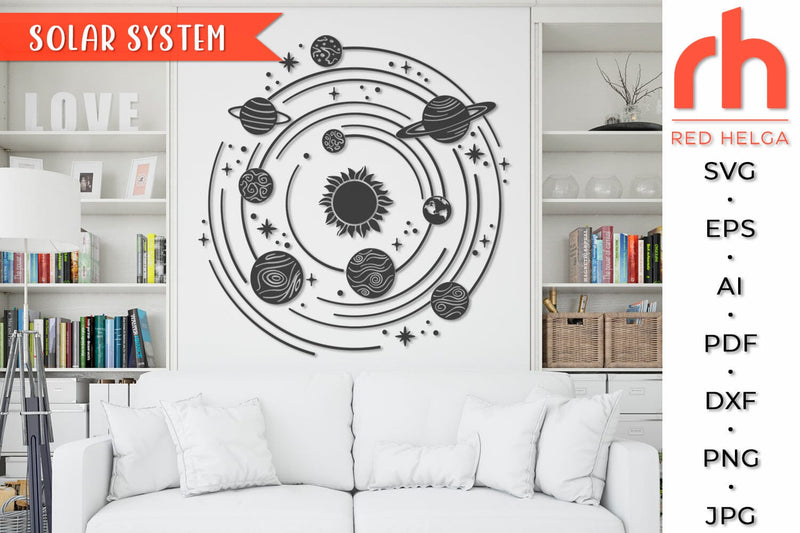 Solar System SVG, Orbit Planets Silhouette, Space Decor Cut File SVG RedHelgaArt 