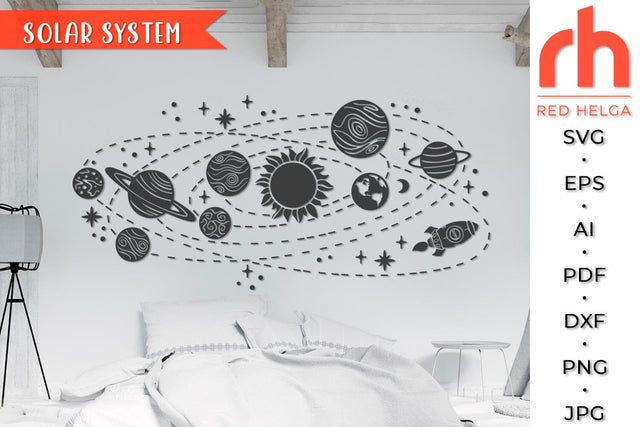 Solar System SVG, Orbit Planets Silhouette, Space Decor Cut File SVG RedHelgaArt 