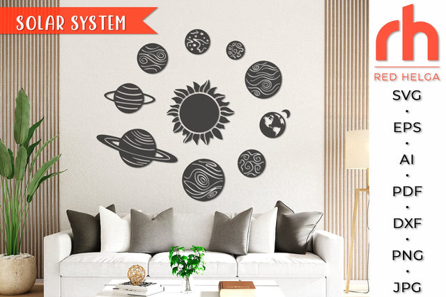 Solar System SVG, Space Theme DXF, Planets Silhouette, Outer Space Cut File SVG RedHelgaArt 