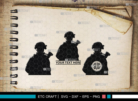 Soldiers Monogram, Soldiers Silhouette, Soldiers SVG, Military Svg, Army Svg, Guns Svg, SB00407 SVG ETC Craft 