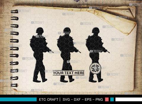 Soldiers Monogram, Soldiers Silhouette, Soldiers SVG, Military Svg, Army Svg, Guns Svg, SB00407 SVG ETC Craft 