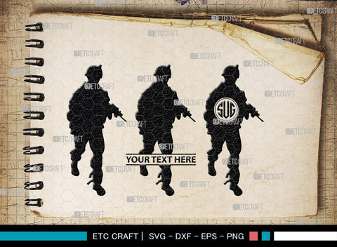 Soldiers Monogram, Soldiers Silhouette, Soldiers SVG, Military Svg, Army Svg, Guns Svg, SB00407 SVG ETC Craft 