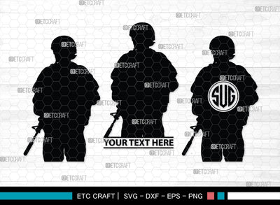 Soldiers Monogram, Soldiers Silhouette, Soldiers SVG, Military Svg, Army Svg, Guns Svg, SB00407 SVG ETC Craft 