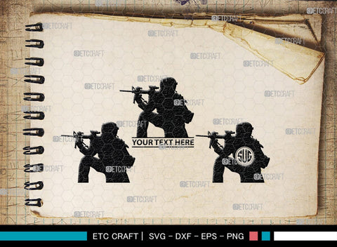Soldiers Monogram, Soldiers Silhouette, Soldiers SVG, Military Svg, Army Svg, Guns Svg, SB00407 SVG ETC Craft 