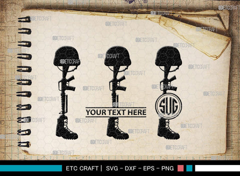 Soldiers Stuff Monogram, Soldiers Stuff Silhouette, Soldiers Stuff SVG, Military Svg, Combat Boots Svg, Helmet Svg, SB00408 SVG ETC Craft 