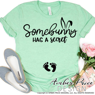 Some Bunny has a secret SVG | Easter Pregnancy Reveal SVG PNG DXF | Spring Maternity SVG for Christmas | Amber Price Design SVG Amber Price Design 