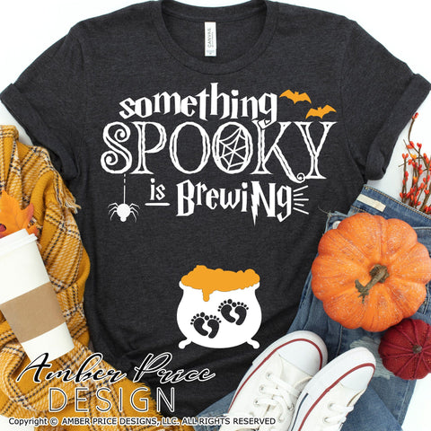 Something Spooky is Brewing SVG | Halloween Pregnancy SVG SVG Amber Price Design 