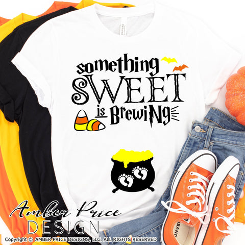 Something Sweet is Brewing SVG | Halloween Pregnancy SVG PNG DXF SVG Amber Price Design 