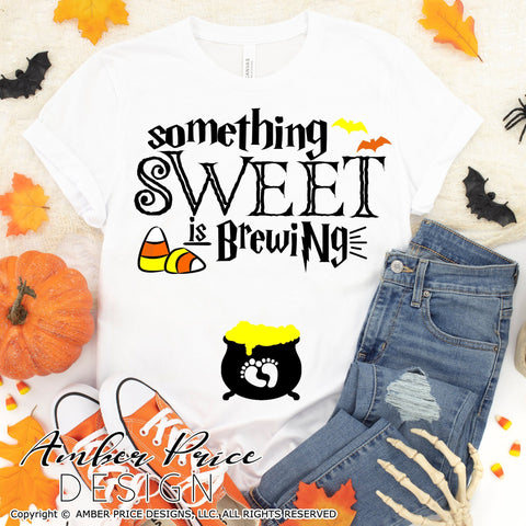 Something Sweet is Brewing SVG | Halloween Pregnancy SVG PNG DXF SVG Amber Price Design 