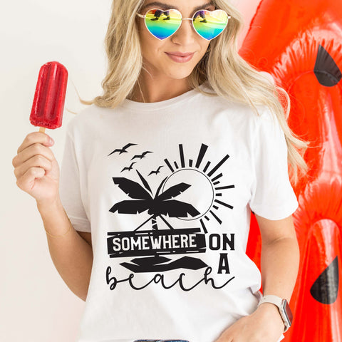 Somewhere on a beach SVG cutting files, Silhouette files, Cricut files, Beach SVG, Beach png, sublimation designs, summer svg, summer png SVG WasatchDesignsShop 