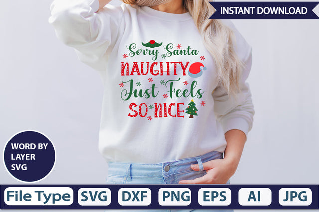 SORRY SANTA NAUGHTY JUST FEELS SO NICE SVG Cut File SVG DesignPlante 503 