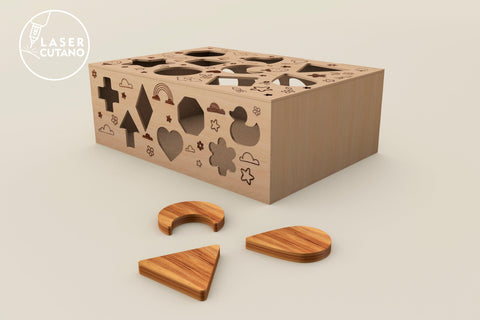 Sorter, Puzzle, Kids Craft, Montessori Toys, Shape, Wooden Box SVG LaserCutano 