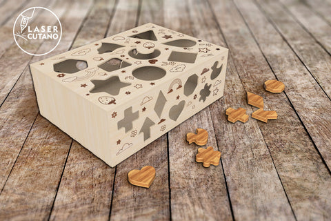 Sorter, Puzzle, Kids Craft, Montessori Toys, Shape, Wooden Box SVG LaserCutano 