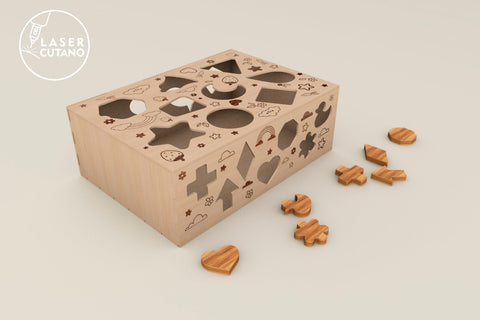 Sorter, Puzzle, Kids Craft, Montessori Toys, Shape, Wooden Box SVG LaserCutano 