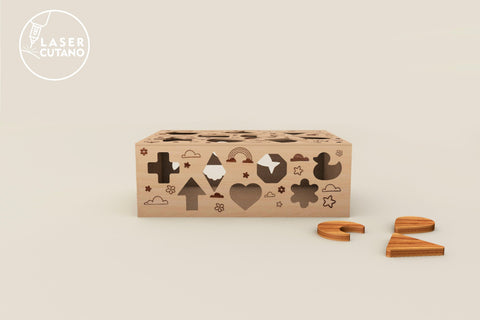Sorter, Puzzle, Kids Craft, Montessori Toys, Shape, Wooden Box SVG LaserCutano 