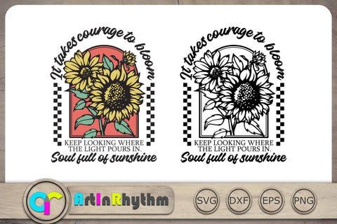 Soul full of sunshine Svg, Retro Vintage Svg, Sunflowers Svg, Flowers Svg, Positive Quote Svg SVG Artinrhythm shop 