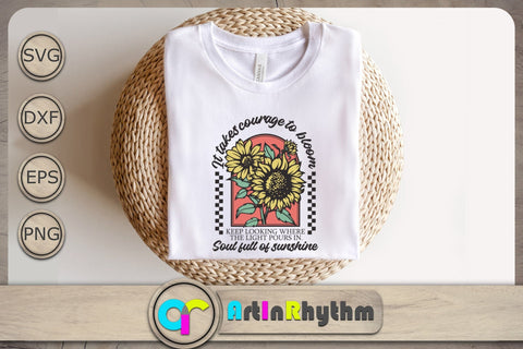 Soul full of sunshine Svg, Retro Vintage Svg, Sunflowers Svg, Flowers Svg, Positive Quote Svg SVG Artinrhythm shop 