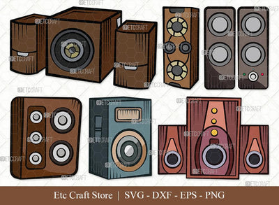Sound Box Clipart SVG Cut File | Speakers Svg | Speaker Box Svg | Speaker Boombox Svg | Bundle SVG ETC Craft 