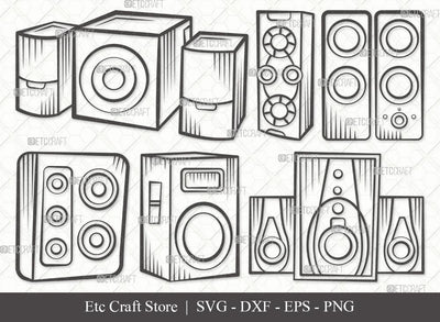Sound Box Outline SVG Cut File | Speakers Svg | Speaker Box Svg | Speaker Boombox Svg | Bundle SVG ETC Craft 