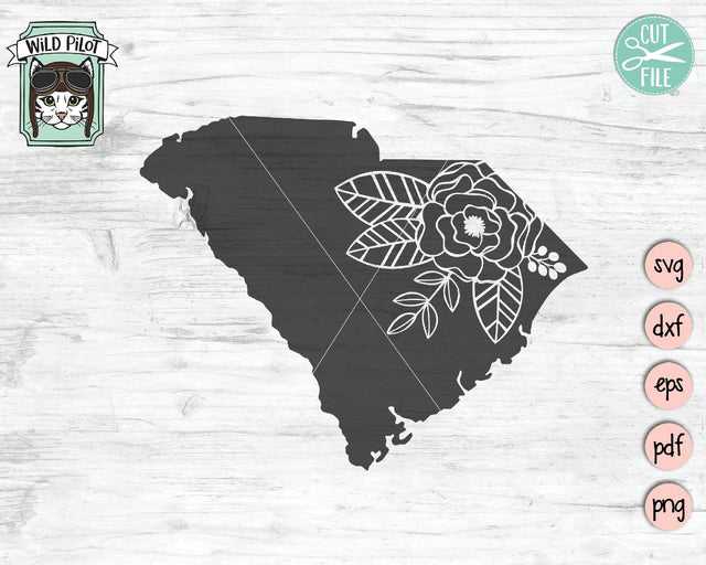 South Carolina Floral Silhouette SVG Cut File SVG Wild Pilot 