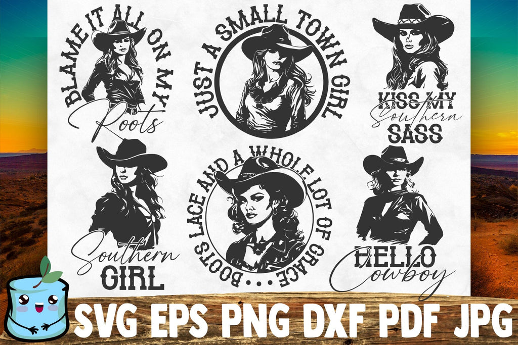 Southern Girl SVG Bundle - Cowgirl SVG Cut Files - So Fontsy