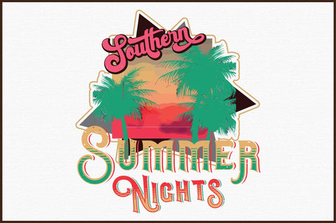 Southern Summer Nights Retro PNG Sublimation designartist 