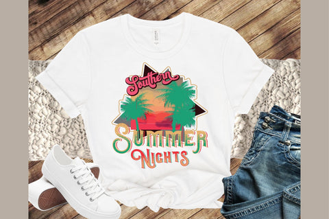 Southern Summer Nights Retro PNG Sublimation designartist 