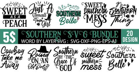 Southern SVG Bundle , Southern SVG Bundle, sassy svg, funny svg, svg designs, mom svg, girl boss svg, sarcastic svg, farmhouse svg, farm svg, christian svg design SVG BlackCatsMedia 