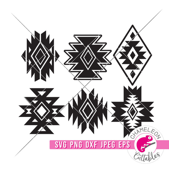 Southwestern inspired elements Aztec svg png dxf eps jpeg SVG Chameleon Cuttables 