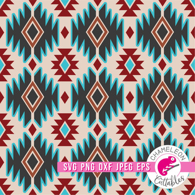 Southwestern inspired seamless Aztec pattern svg png dxf eps jpeg Digital Pattern Chameleon Cuttables 