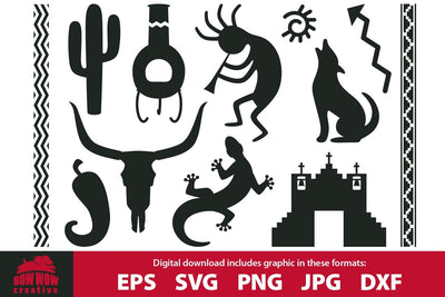 Southwestern Symbols SVG Cutting File & Clipart Bundle SVG Bow Wow Creative 