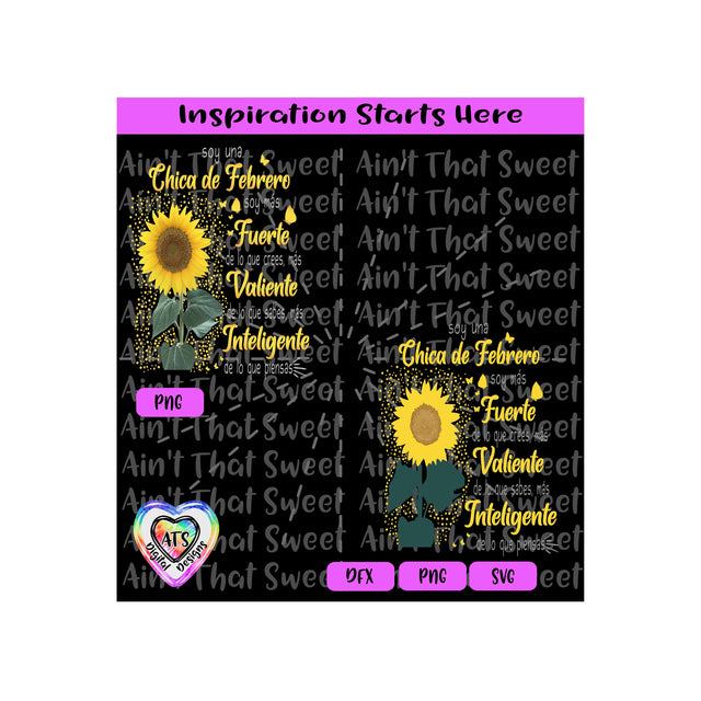 Soy Una Chica de Febrero with Sunflower - Spanish - Transparent PNG SVG DXF - Silhouette, Cricut, ScanNCut SVG Aint That Sweet 