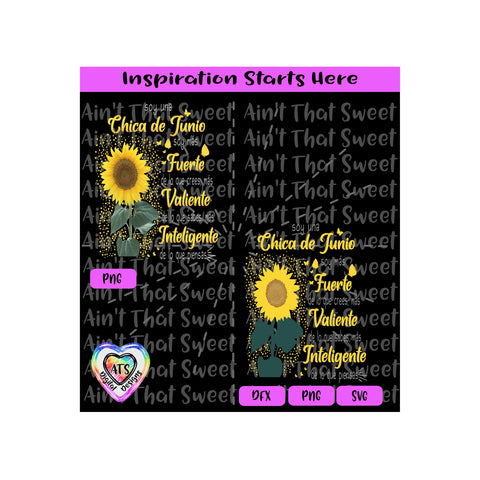 Soy Una Chica De Junio | Soy Mas Fuerte | De Lo Que Crees | Sunflower - Spanish - Transparent PNG SVG DXF - Silhouette, Cricut, ScanNCut SVG Aint That Sweet 