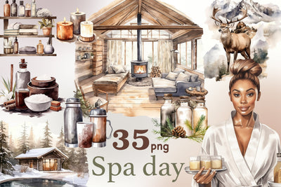 Spa Day Clipart | Black Girl Clipart PNG SVG GlamArtZhanna 