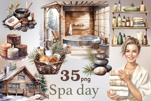 Spa Day Clipart | Winter Illustration Bundle SVG GlamArtZhanna 