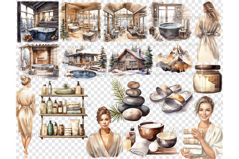 Spa Day Clipart | Winter Illustration Bundle SVG GlamArtZhanna 
