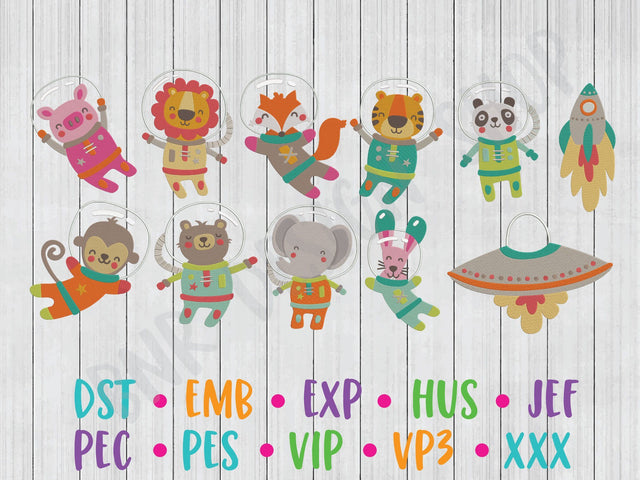 Space Animals Machine Embroidery Bundle Embroidery/Applique BNRDesignShop 