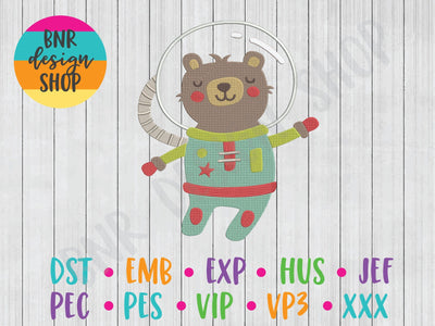 Space Bear Machine Embroidery Design Embroidery/Applique BNRDesignShop 