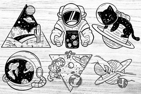 Space Designs SVG bundle, astronaut, ufo, aliens, mystical SVG Paper Switch 