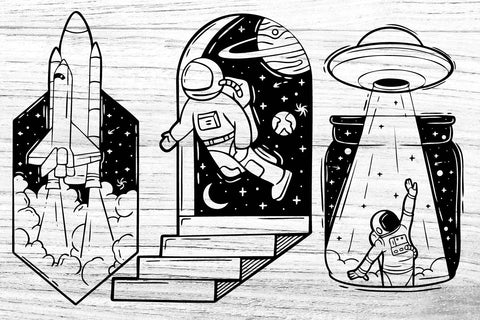 Space Designs SVG bundle, astronaut, ufo, aliens, mystical SVG Paper Switch 