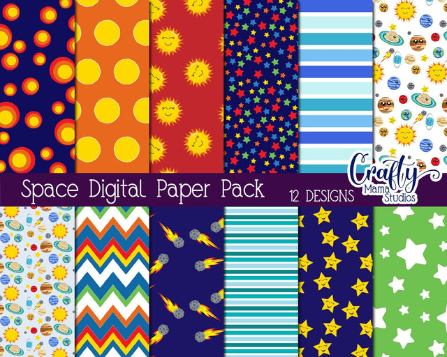 Space Digital Paper SVG Crafty Mama Studios 