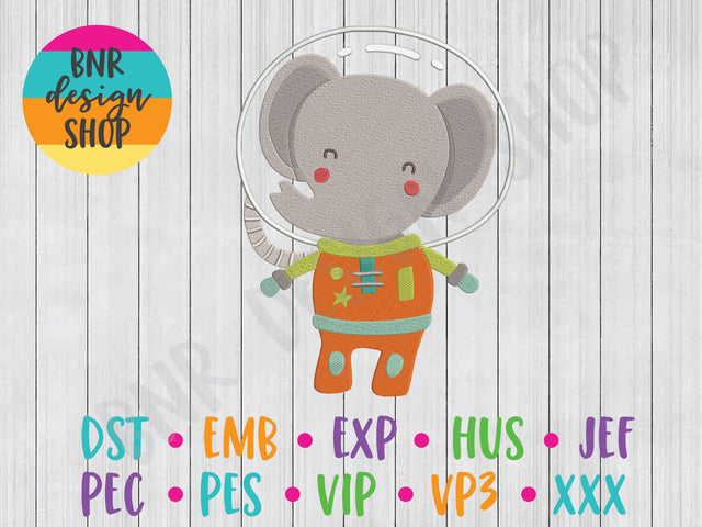 Space Elephant Machine Embroidery Design Embroidery/Applique BNRDesignShop 
