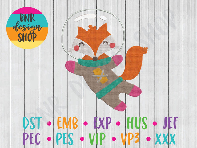 Space Fox Machine Embroidery Design Embroidery/Applique BNRDesignShop 